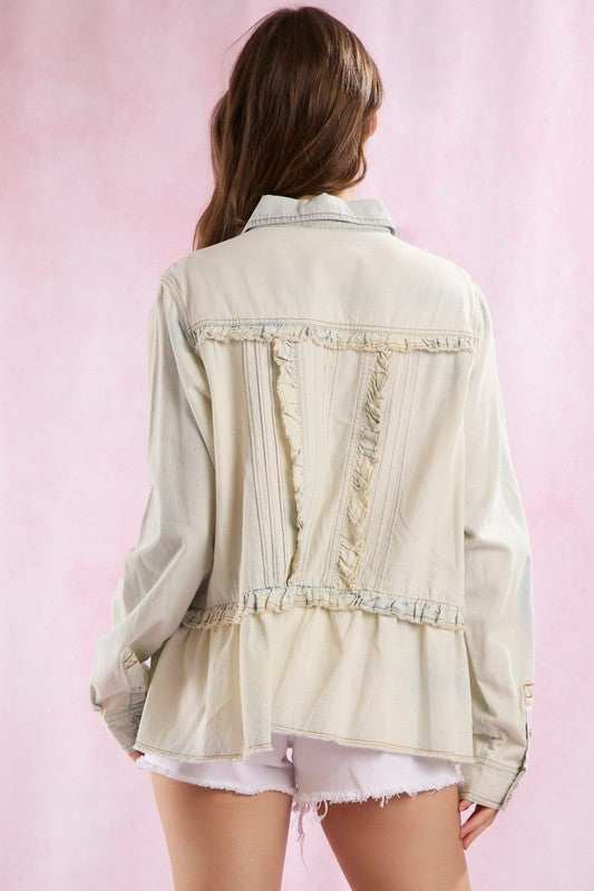 Ice Denim Ruffle Shirt